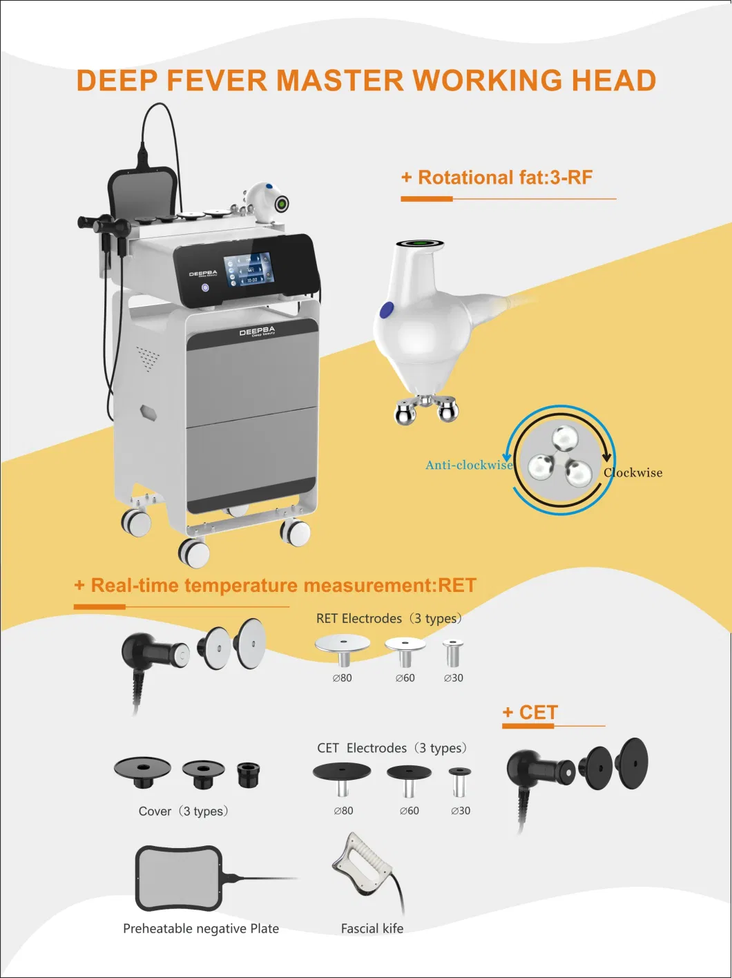 Diatermia Indiba 448kHz Monopolar RF Cet Ret Slimming Machine Tecar Therapy Machine