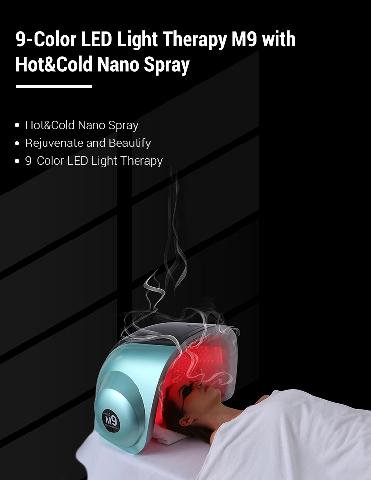 Professional 3D Laser Hair Regrowth Hot &amp; Cold Nano Spray UV Nir Lamp Device Photon 9-Color LED Light Therapy M9 Facial Machine