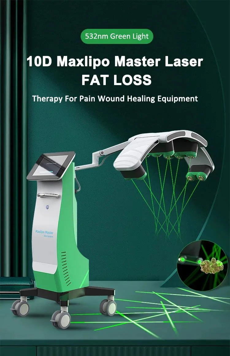 10d Cold Diode 532nm Green Laser Maxlipo Master Laser Fat Loss Body Shaping Slimming Equipment Beauty Equipment