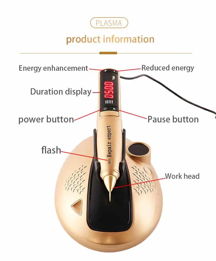 Handheld Flash Plasma Spot Removal Pen with Golden Handle