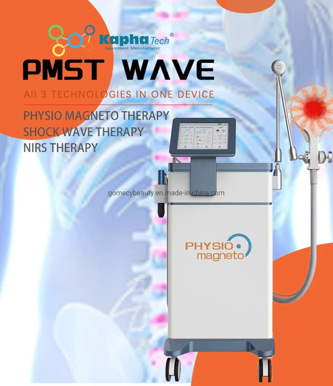 Gms Pmst Wavemagnetophysio+Shockwave+Infrared Handle 3in 1machine Newest Electric V43 Shockwave Therapy Machine Price