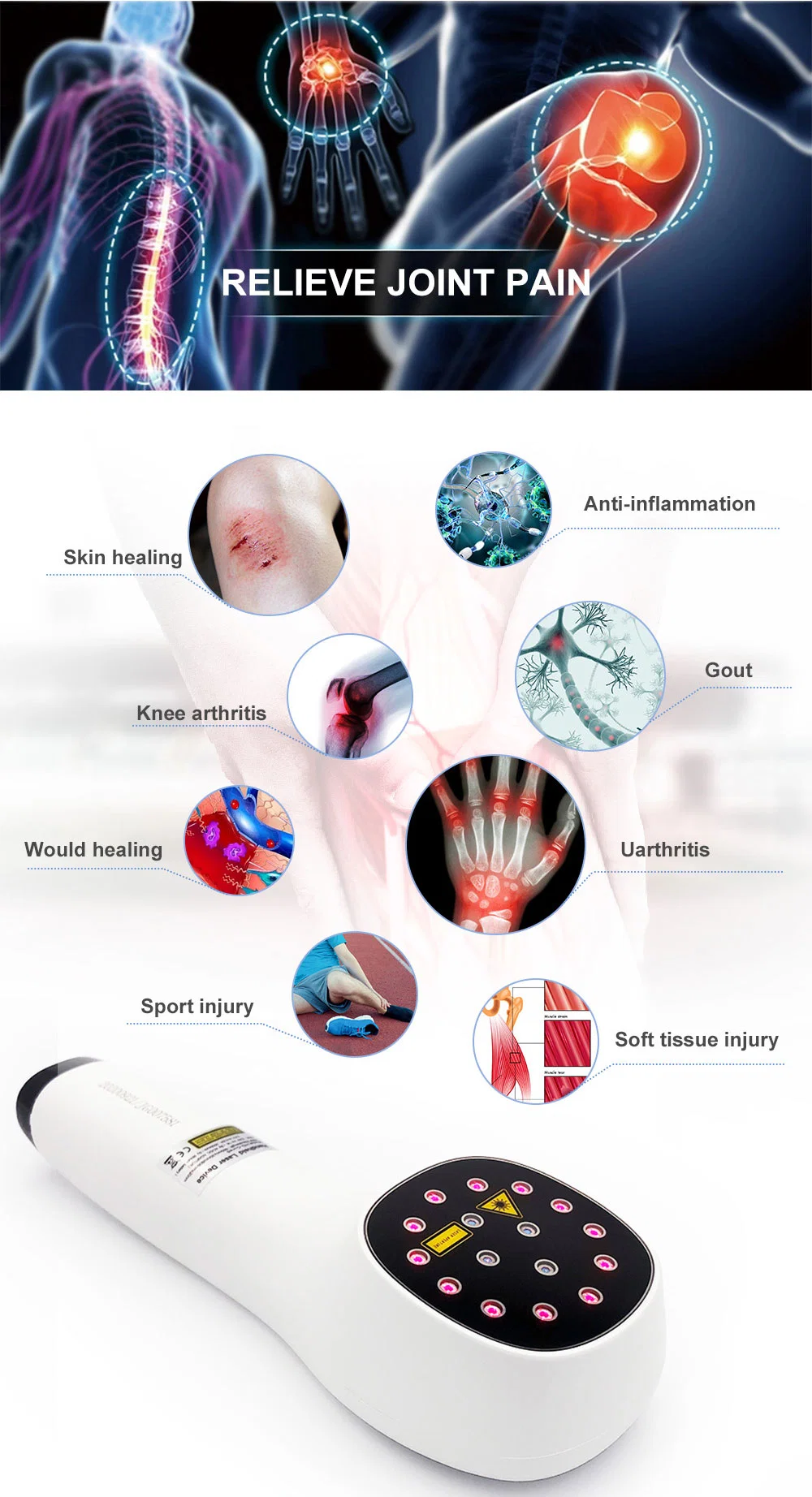 Anti-Inflammation Soft Laser Semiconductor Pain Relief Device