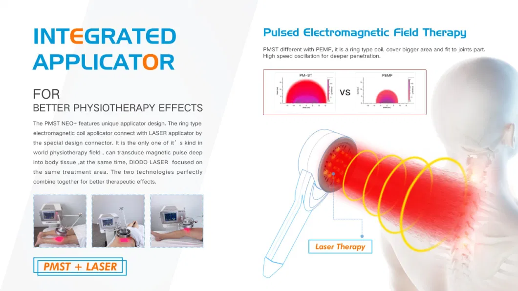 Newest Portable Two in One Combination Low Level Cold Laser Therapy Physio Magneto Ring Physiotherapy Equipment for Pain Relief Slimming