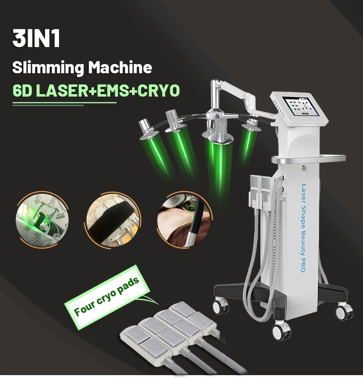 Slimming Body Fat Removal 6 in 1 160MW Cryo Cold Light Green Lipolysis 6D Lipolaser Lipolsis Professional Slimming 6D Laser Machine