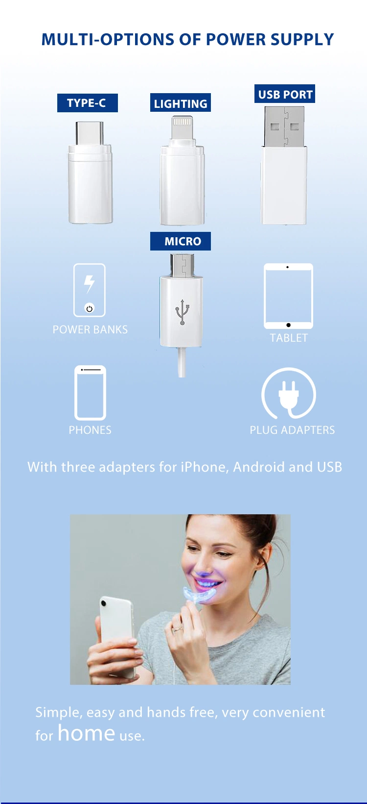 Cold Light Laser Portable Smart Phone USB Support Zoom Bleach LED Light Device 16LED Teeth Whitening Mini Light