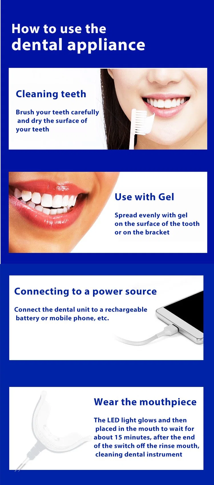Cold Light Laser Portable Smart Phone USB Support Zoom Bleach LED Light Device 16LED Teeth Whitening Mini Light