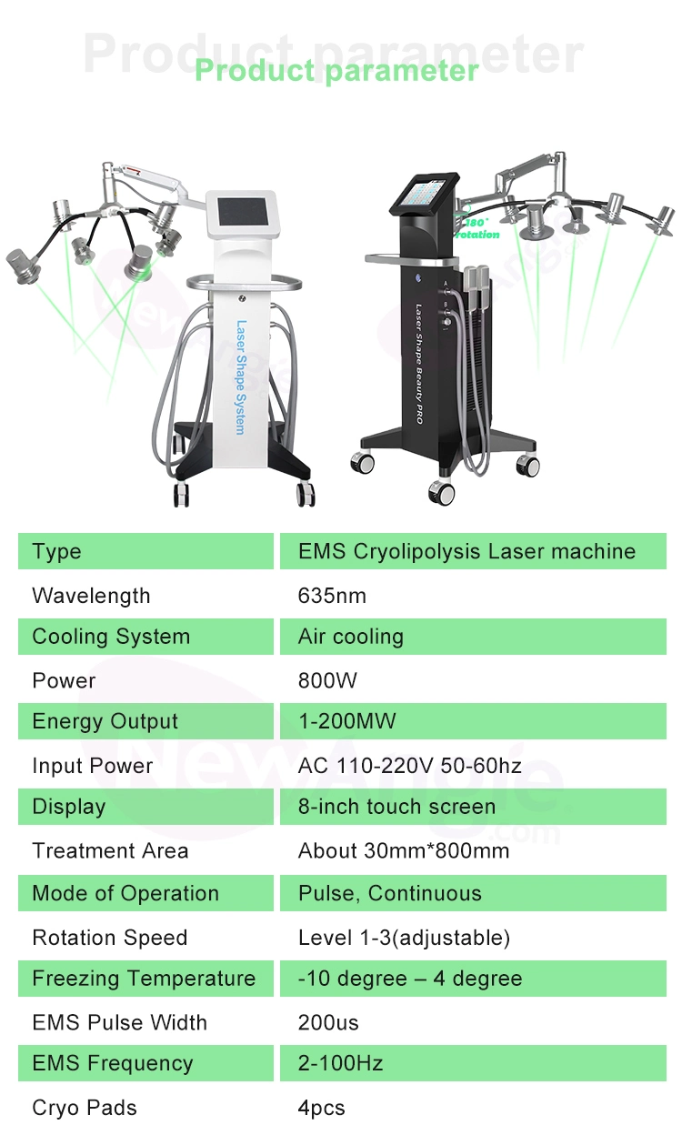 Slimming Body Fat Removal 6 in 1 160MW Cryo Cold Light Green Lipolysis 6D Lipolaser Lipolsis Professional Slimming 6D Laser Machine