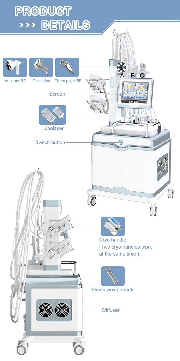 5 Handles Cryo Criolipoly 360 Heat Cold Diode Laser Machine