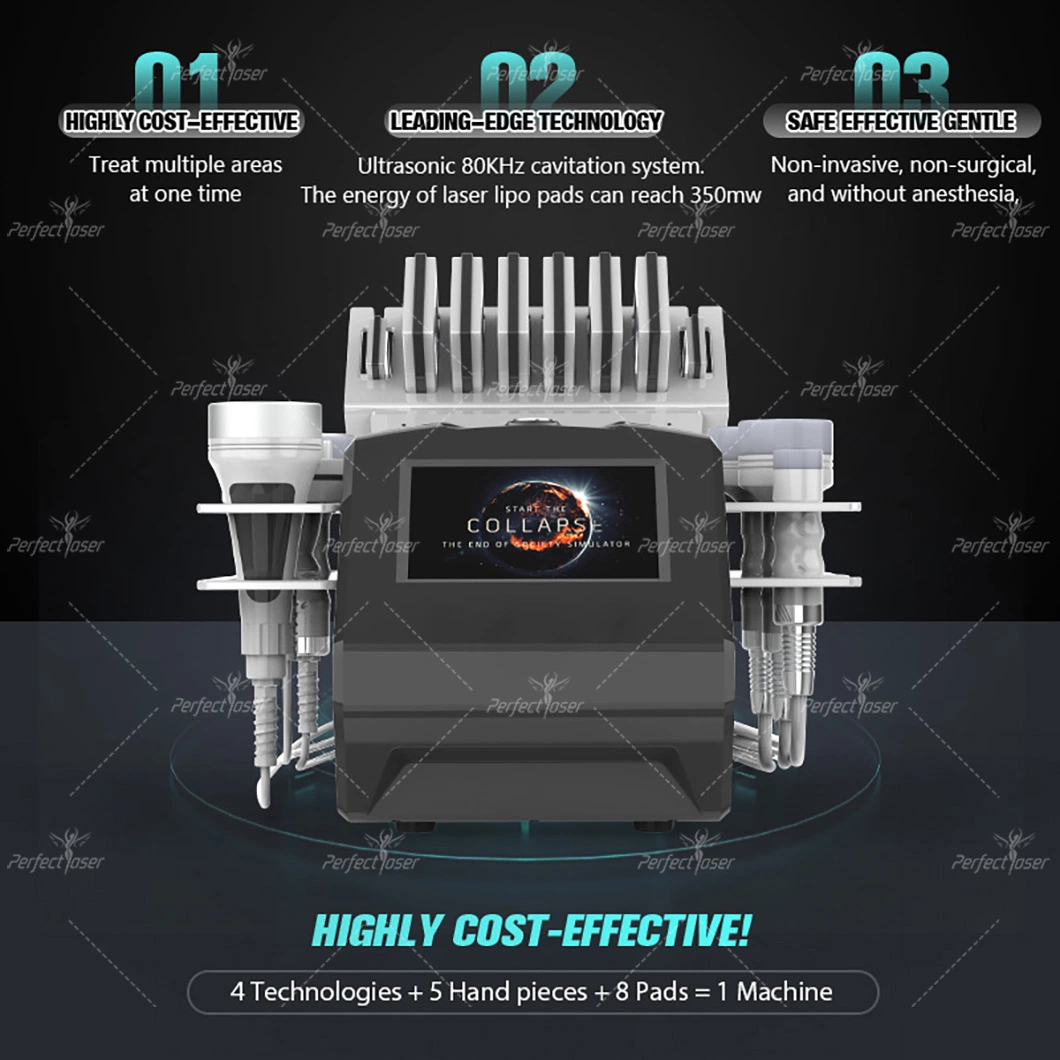 Non-Invasive Professional Radio Frequency S Shape Cavitation 80K Lipolaser Beauty Machine