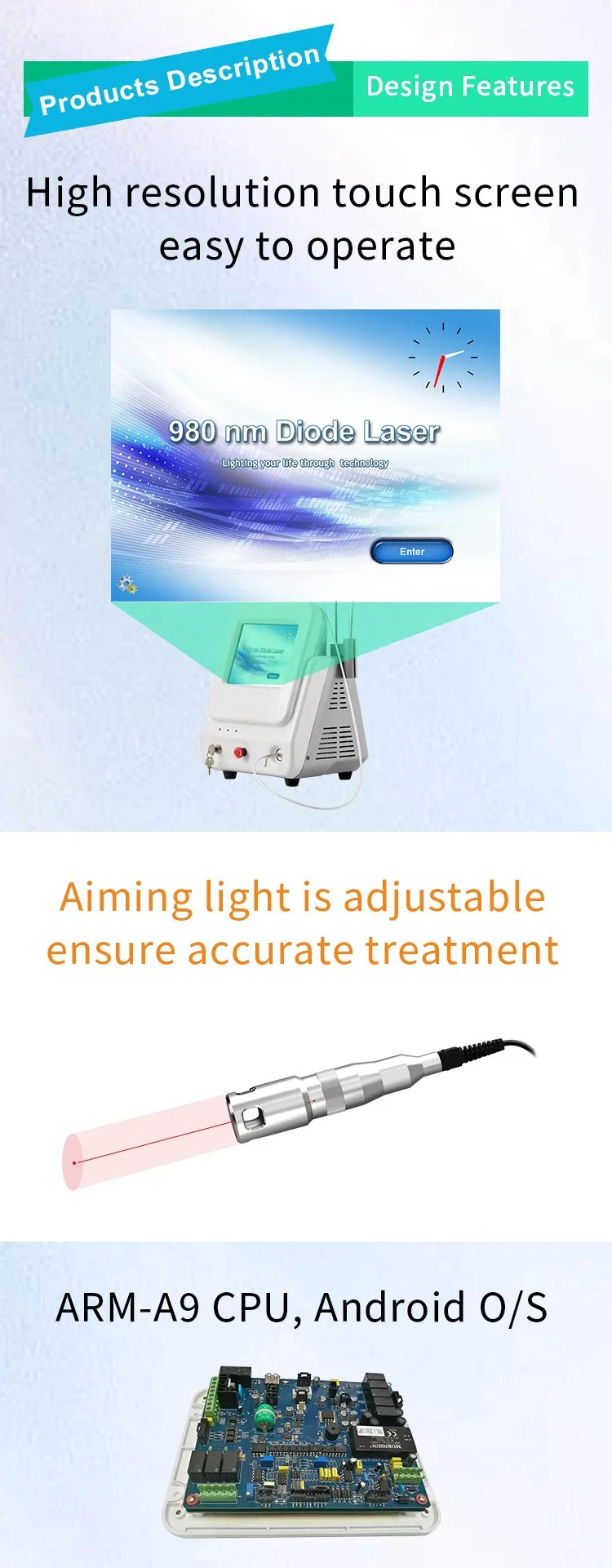 Newest Best Price Portable Convenient 980nm Wavelength Diode Laser Vascular Therapy for Facial Vascular