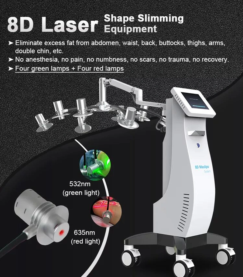 Professional 635nm Laser Red/Green Light 6D Lipo Laser Slimming Machine Cryo Cold Laser Weight Loss Medical CE Certified