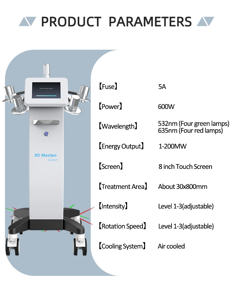 Green Color 8d Lipo Laser 532 635nm Cold Shape Laser