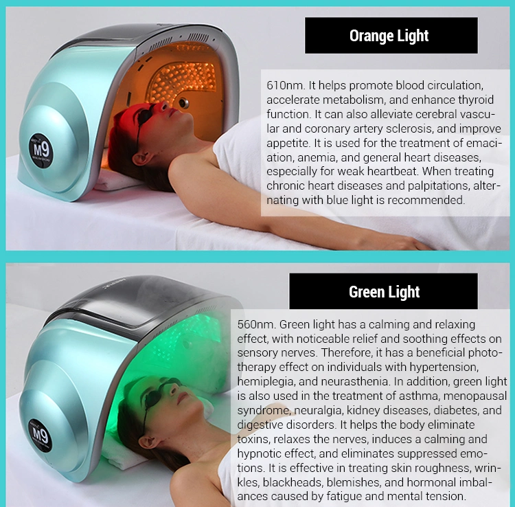 Professional 3D Laser Hair Regrowth Hot &amp; Cold Nano Spray UV Nir Lamp Device Photon 9-Color LED Light Therapy M9 Facial Machine