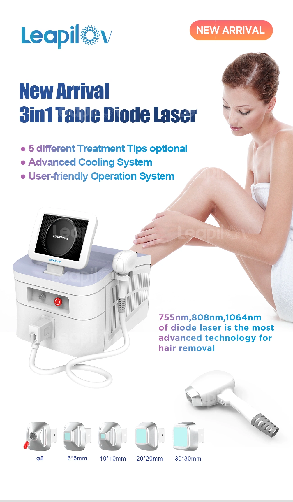 Portable Professional None Pain Salon Beauty 808 Machine Sapphire Diode Laser Hair Removal Price