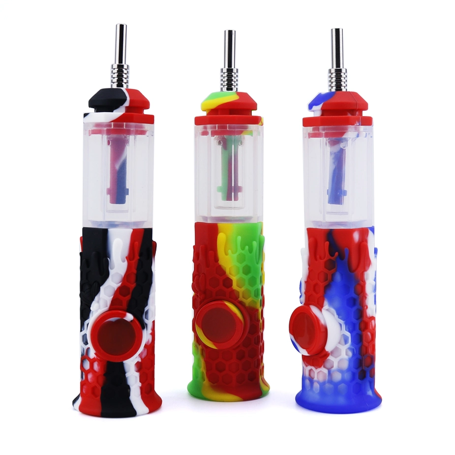 Detachable Dabs Rig Smoke Accessories Dabs Rig Silicone Water Portable Glass Honey Straw Smoking Pipe