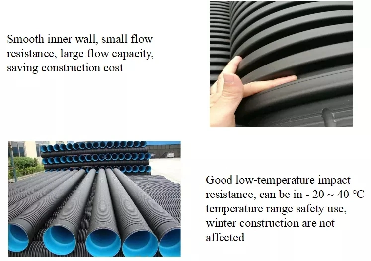 Jubo HDPE Double Wall Corrugated Drainage System Sewage Pipe Agricultural Irrigation Perforated Plastic Culvert Pipe