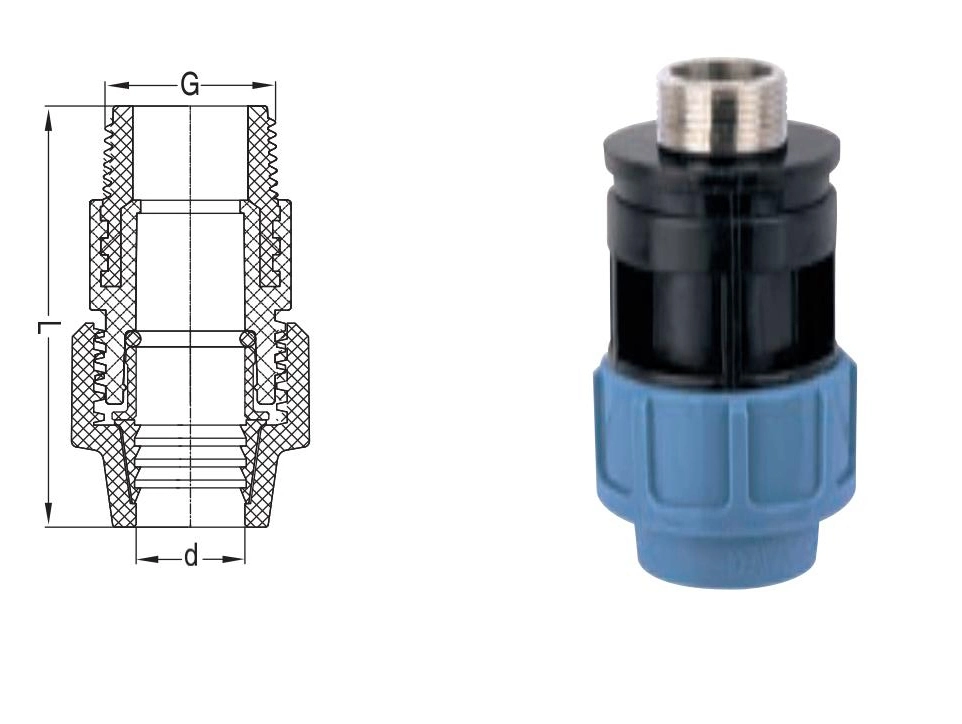 Good Quality Pn16 HDPE Male Adaptor with Bress Threaded Insert