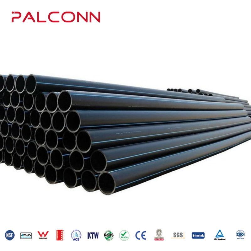 China Manufacturer Palconn 63*2.5mm SDR26 Black Color with Blue Strip HDPE Pipe and Fittings