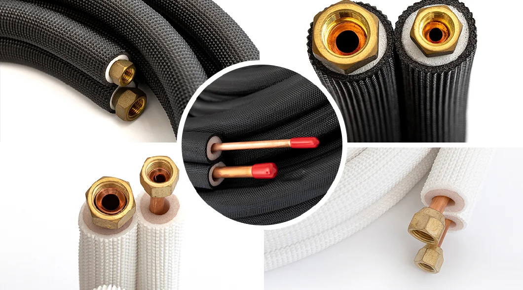 Standard White or Black PE Installation Kit Air Conditioner Connecting Pipe Insulated Copper Pipe