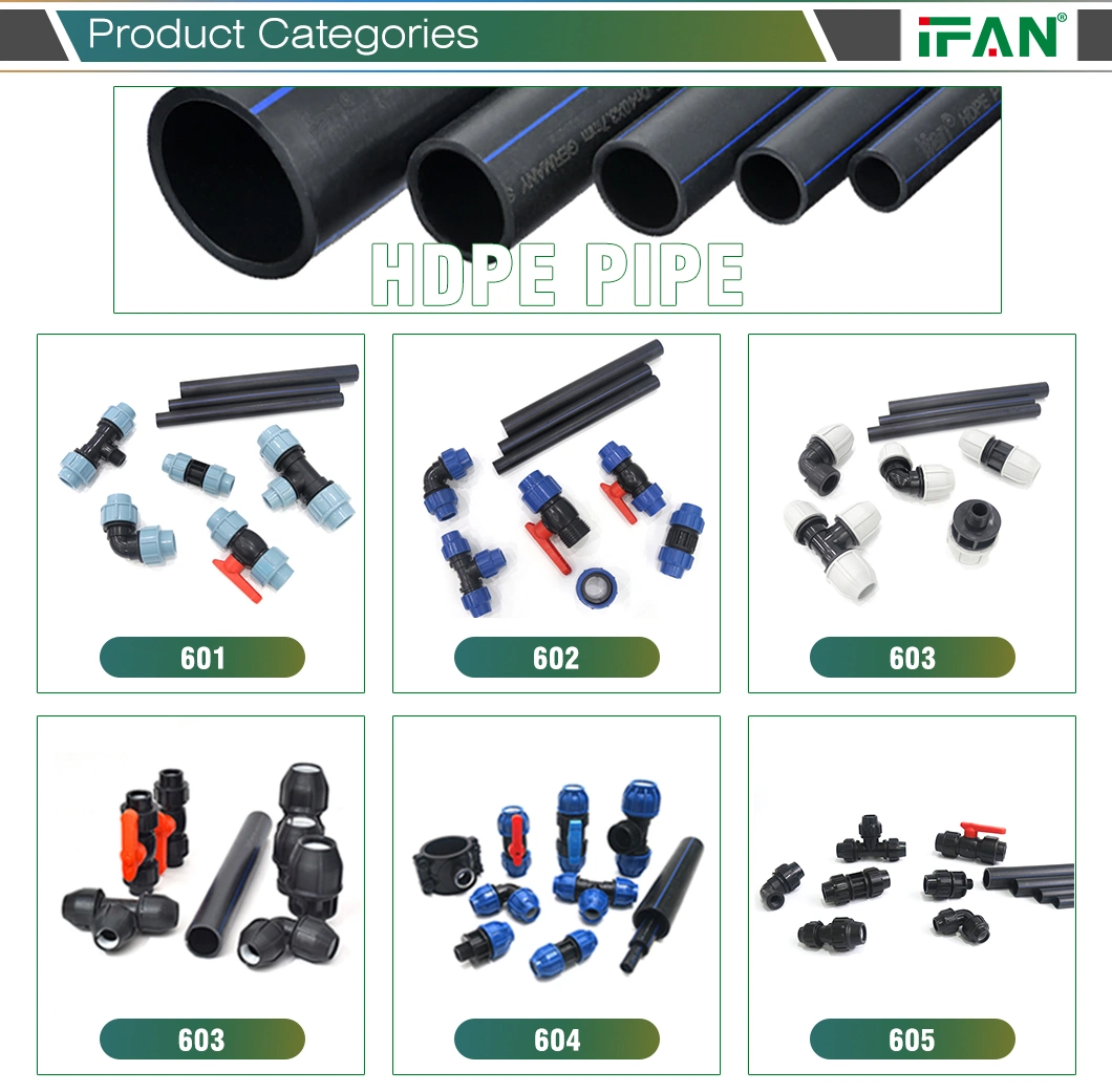 Ifan OEM ODM Pn16 PE100 Black HDPE PP PE PPR PVC Pex Pipe and Fittings Plastic Water Tube