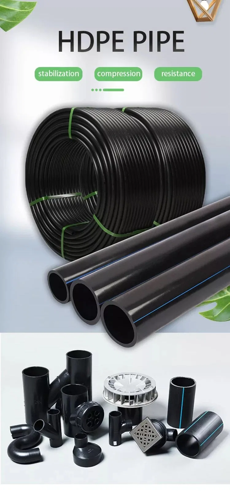 Plastic Pipe Water/HDPE/PE Pipe for Water Supply and Agriculture Irrigation Sprinkler/Gas/Mining/Cable HDPE Tube