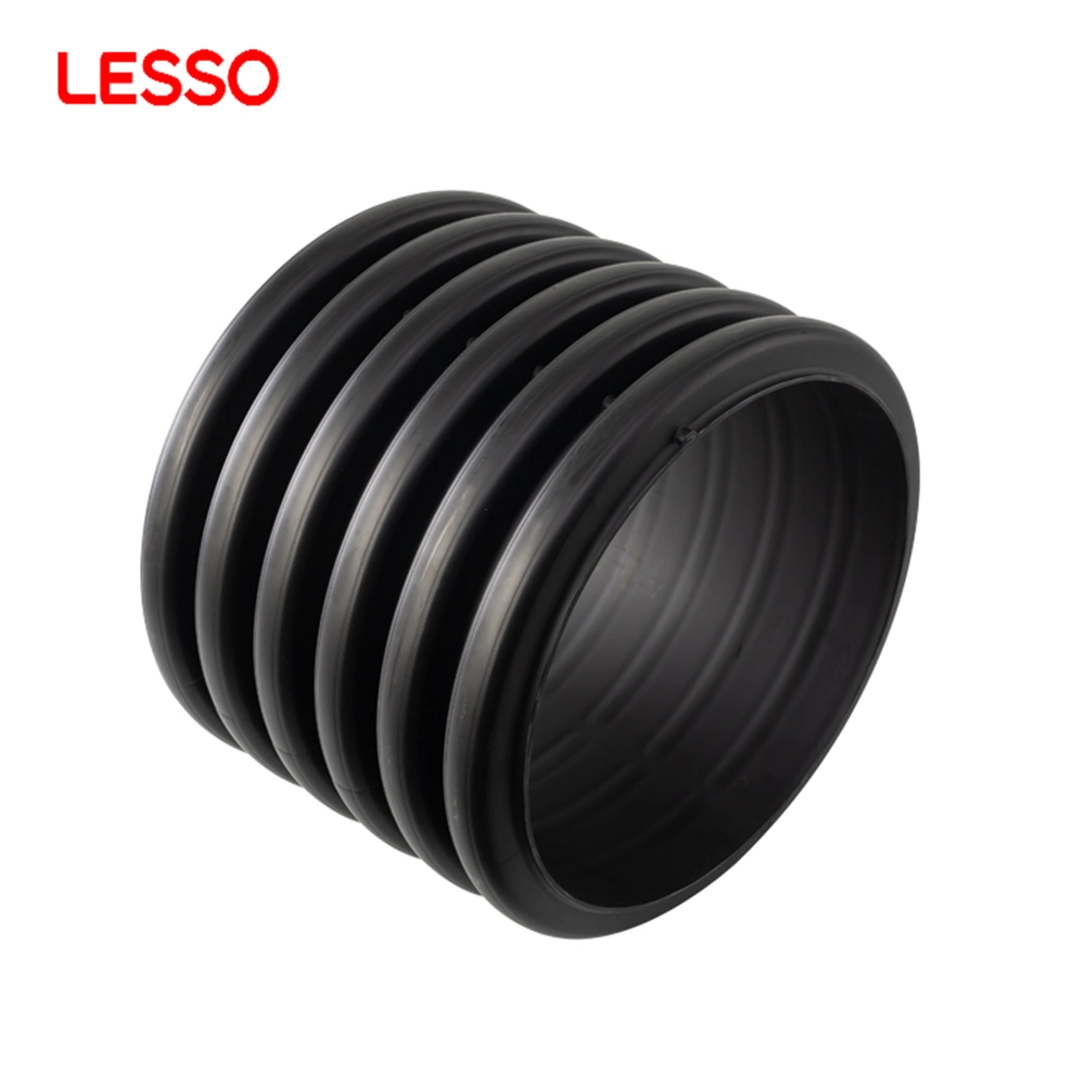 Lesso Foshan High Quality Industrial Waste Discharge Plastic Drain Double-Wall Plain End Corrugated HDPE Pipe