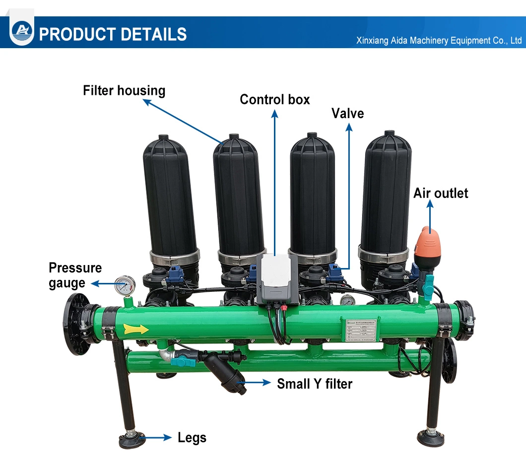 Carbon Steel/Stainless Steel/HDPE Pipe Connection Automatic Disc Filter Irrigation System