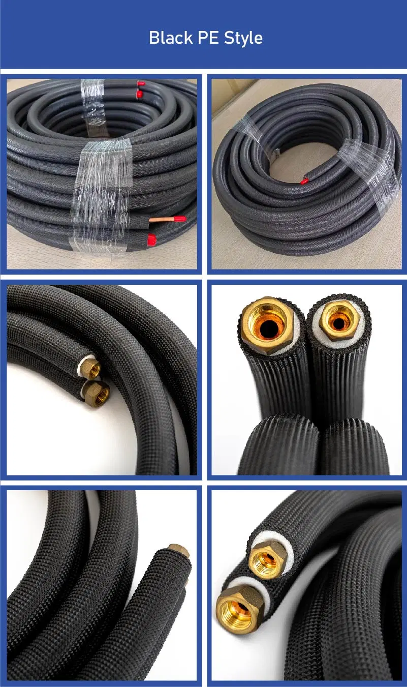 Standard White or Black PE Installation Kit Air Conditioner Connecting Pipe Insulated Copper Pipe