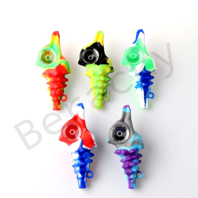 4.8 Inch Silicone Glass Hand Pipe Conch Shape for Tobacco Smoking Accessories