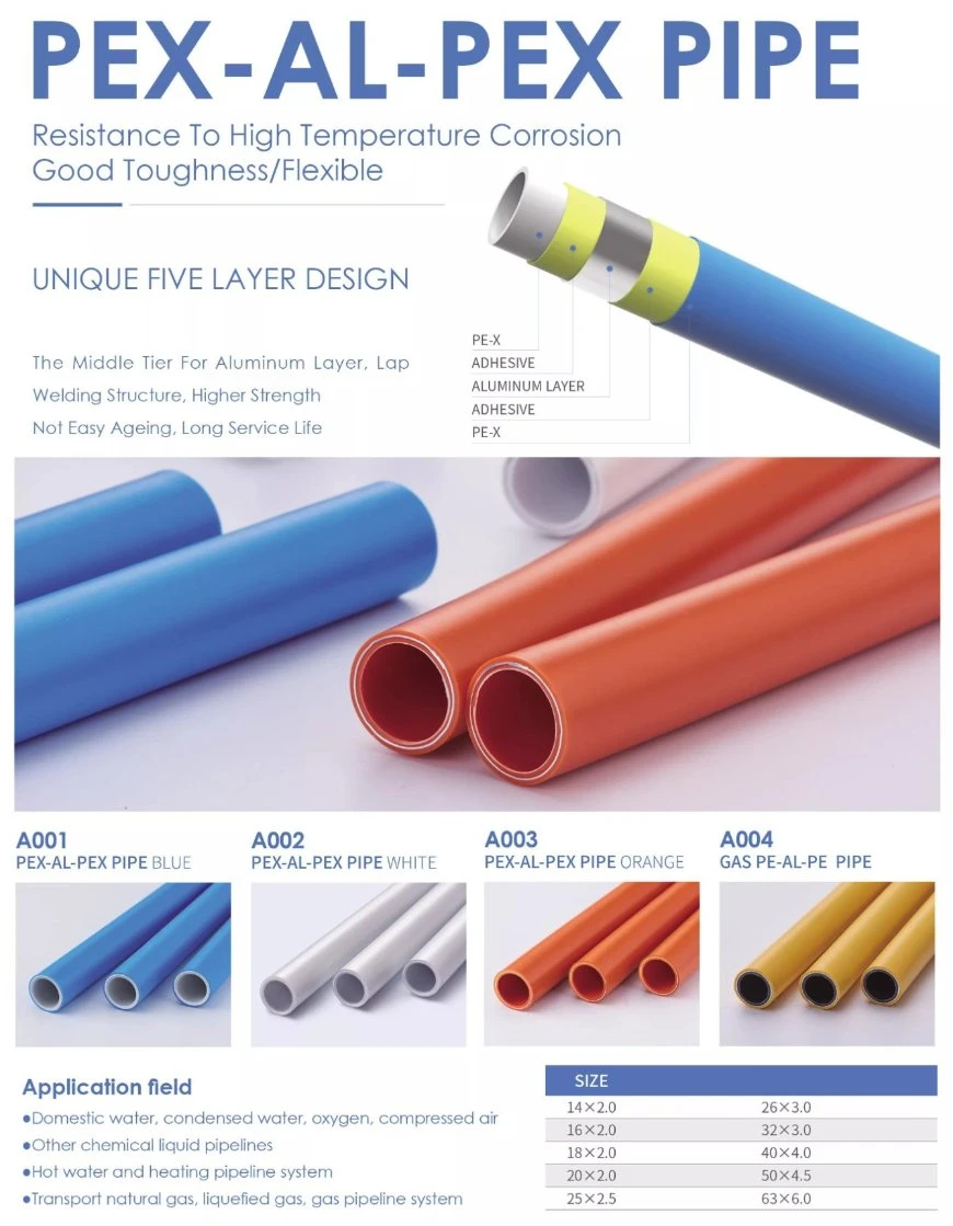 Pex-Al-Pex Aluminium Plastic Composite Pipe for Water Heating Plumbing Gas Pipe