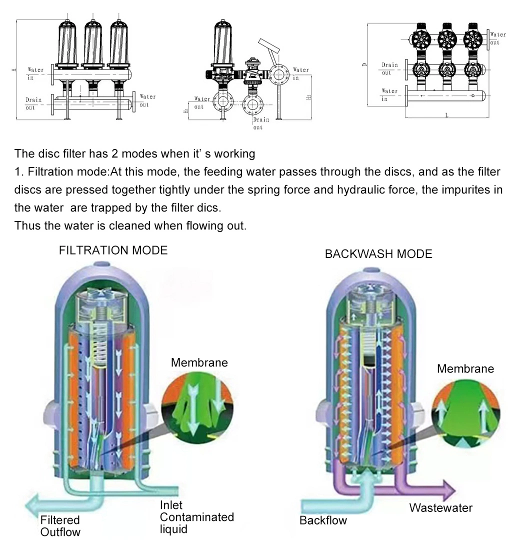 Carbon Steel/Stainless Steel/HDPE Pipe Connection Automatic Disc Filter Irrigation System