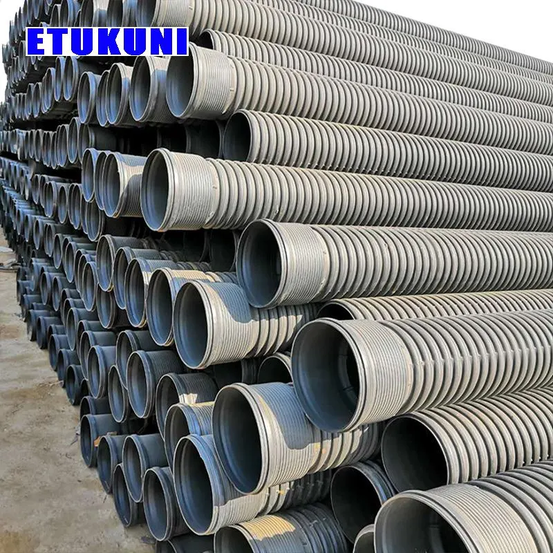 Plastic Black HDPE Double Wall Corrugated Pipe Dwc Pipe HDPE Reinforced Spiral Corrugated Culvert Pipe with Steel Belt