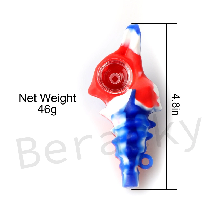 4.8 Inch Silicone Glass Hand Pipe Conch Shape for Tobacco Smoking Accessories
