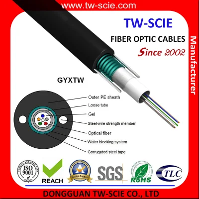  condotto corazzato del multi tubo 8core &amp; cavo ottico aereo della fibra dell&prime;HDPE di GYXTW