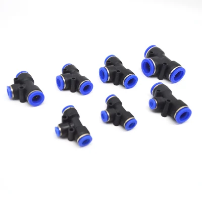PE Profilo T uguale a 3 vie plastica blu tubo-tubo One-Touch Raccordi pneumatici