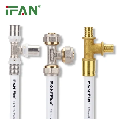 IFON tubo Pex gas acqua alimentazione Ottone Poly compressione pressa Raccordi a T a gomito con giunto filettato maschio a crimpare di espansione