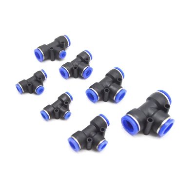 PE Profilo T uguale a 3 vie plastica blu tubo-tubo One-Touch Raccordi pneumatici