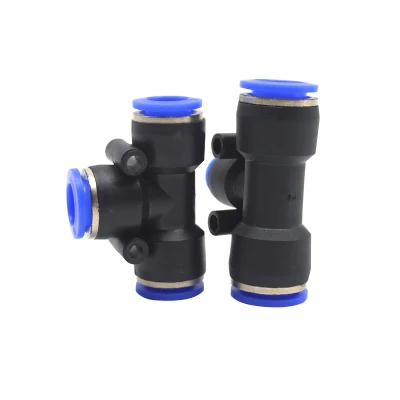 PE Profilo T uguale a 3 vie plastica blu tubo-tubo One-Touch Raccordi pneumatici