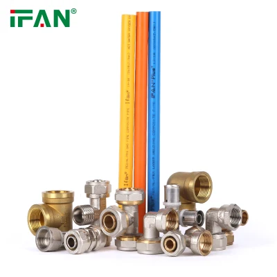  IFON tubo Pex gas acqua alimentazione Ottone Poly compressione pressa Raccordi a T a gomito con giunto filettato maschio a crimpare di espansione