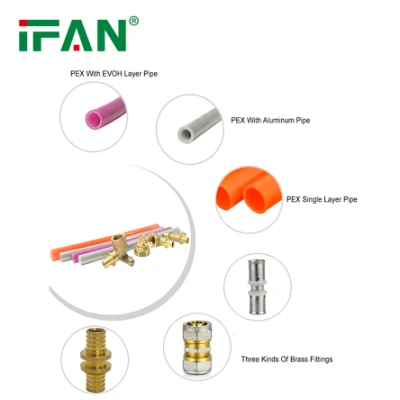 IFON tubo Pex gas acqua alimentazione Ottone Poly compressione pressa Raccordi a T a gomito con giunto filettato maschio a crimpare di espansione