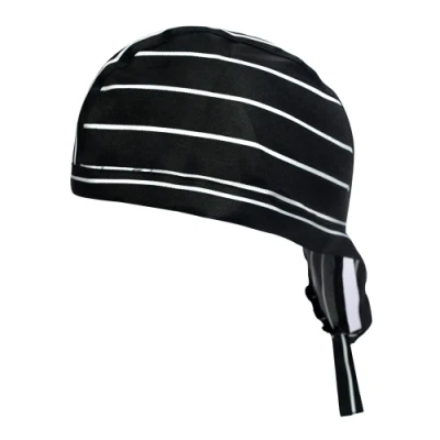Sports Summer Hat Polyester Black and White Stripes Pirate Hat Cycling Beanie Cap Fashion Skull Cap Breathable Ponytail Hat