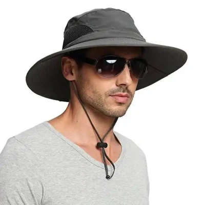 Custom Boonie Bucket Hats Summer UV Waterproof Fishing Wide Brim Sun The Fisherman Hat with Strings Sun Hats for Men