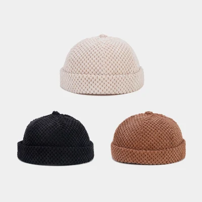 Custom Logo Thicker Corduroy Brimless Pineapple Pattern Hip Hop Trucker Caps