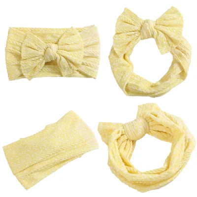 Baby Digital Printing Bowl Bows Infant Hair Band Wholesale Bandana Hair Decoration Children&prime;s Cute Knitted Headband