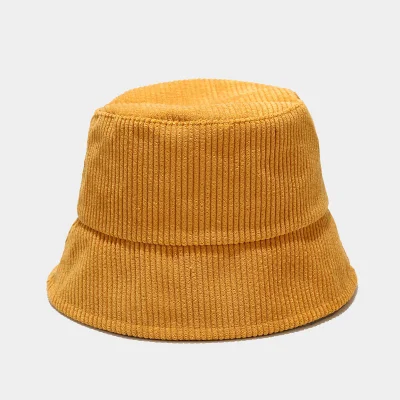 New Winter Hat Unisex Solid Color Wide Brim Fishing Corduroy Bucket Hats