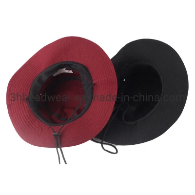 Embroidery Cotton Black Bucket Hat Custom Summer Fashion Fisherman Hat