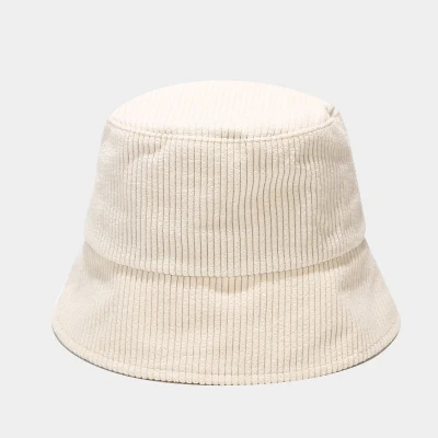 New Winter Hat Unisex Solid Color Wide Brim Fishing Corduroy Bucket Hats