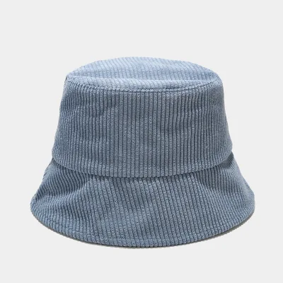 New Winter Hat Unisex Solid Color Wide Brim Fishing Corduroy Bucket Hats
