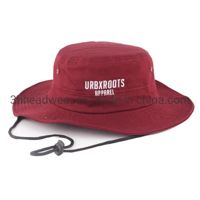 Embroidery Cotton Black Bucket Hat Custom Summer Fashion Fisherman Hat