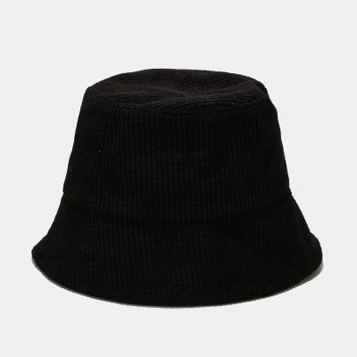 New Winter Hat Unisex Solid Color Wide Brim Fishing Corduroy Bucket Hats
